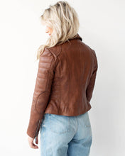 Load image into Gallery viewer, Munroe | Leather Biker Jacket: Cognac / S
