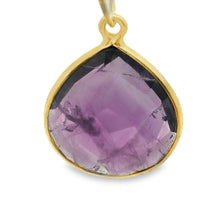Load image into Gallery viewer, Amethyst Bezel Connector – 1 Piece, Heart Shape, 15mm, One Loop, Gold Plated over Sterling Silver: Gold One Loop