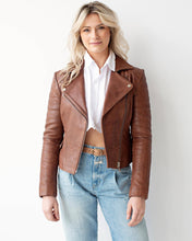 Load image into Gallery viewer, Munroe | Leather Biker Jacket: Cognac / S
