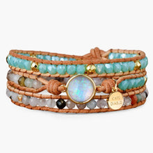 Load image into Gallery viewer, Handmade Opal Leather Wrap Bracelet
