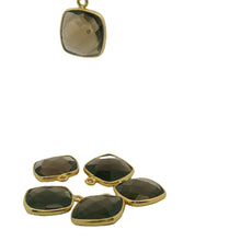 Load image into Gallery viewer, Smoky Quartz Half Moon Pendant – 9x18mm in Sterling Silver or Gold Plated – 1 Pc: Gold One Loop