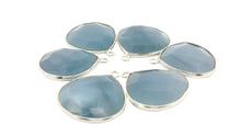Load image into Gallery viewer, Blue Opal Faceted Heart One Loop Bezel Pendant (18mm) - Gold Plated over Sterling Silver & 925 Sterling Silver - 1 pcs: Silver One Loop