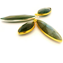 Load image into Gallery viewer, Natural Multi Fire Labradorite Marquise Bezel Pendant One Loop (9 × 18 mm, 9 × 36 mm) - Sterling Silver or Gold Plated over Sterling Silver - 1 pcs: Gold One Loop / 9mmX18mm