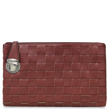 Load image into Gallery viewer, Vegan Woven Crossbody Clutch-Dark red