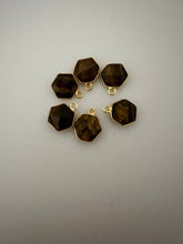 Load image into Gallery viewer, Tiger Eye Hexagon Pendant Bezel – 1 Pc | 9mm | One Loop | Gold Plated or 925 Sterling Silver | Natural Gemstone Jewelry Charm: Silver One loop
