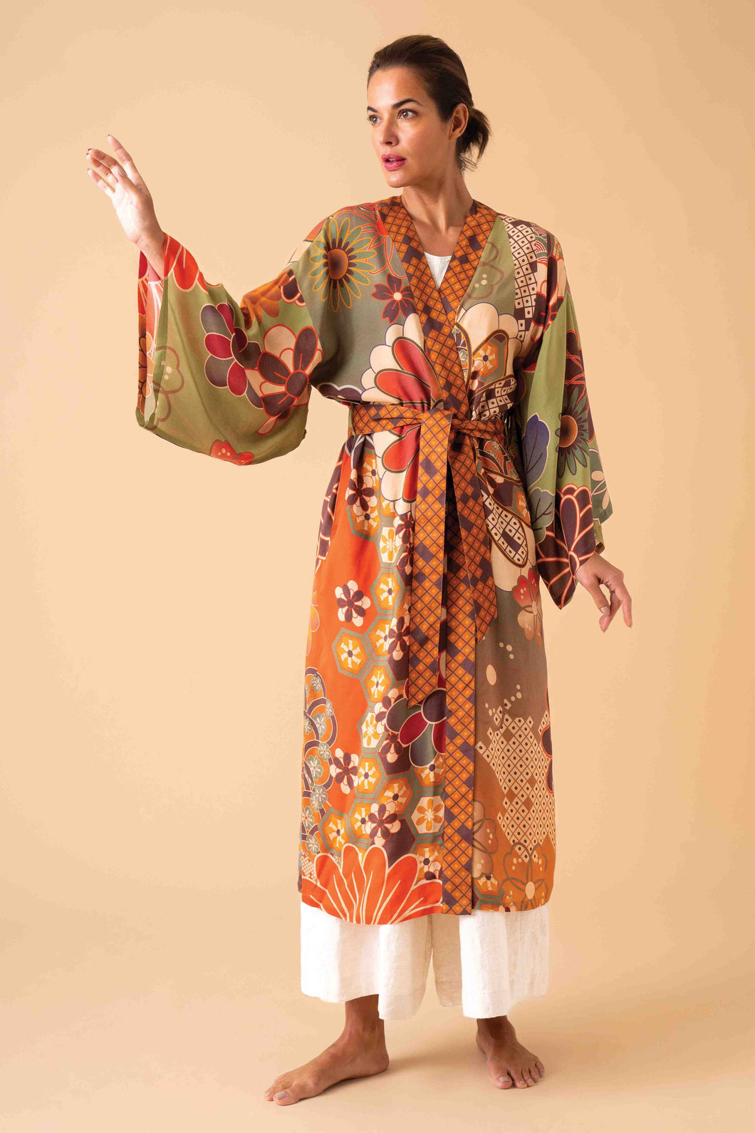 70s Kaleidoscope Floral Kimono - OS