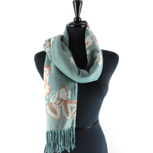 Load image into Gallery viewer, S23277 Tahiti Garden Reversible Scarf: 15 Denim
