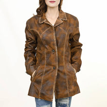 Load image into Gallery viewer, LC-ADJKT039 Genuine Vintage leather Women shirt jacket dress: ADJKT039-M