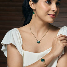 Load image into Gallery viewer, Gold Plated Necklace with Semi-Precious Stone - Mica Green