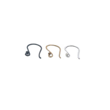 Load image into Gallery viewer, Ear wire Gold Finish, Silver Plated, or Gun Metal E-Coated, Hammered Ear wires, Findings, Metal Ear-wires | Purity Beads: Gold Finish