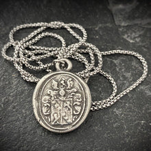 Load image into Gallery viewer, Men's necklace with a wax seal charm, stamped from original antique seal , 20 or 24 inch necklace ST-008: 24