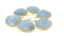 Load image into Gallery viewer, Blue Opal Faceted Heart One Loop Bezel Pendant (18mm) - Gold Plated over Sterling Silver & 925 Sterling Silver - 1 pcs: Silver One Loop