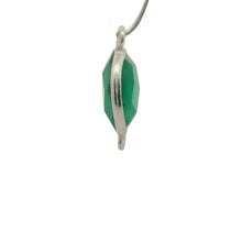 Load image into Gallery viewer, Oval Green Onyx Bezel Connector – Two Loop, Gold or Sterling Silver Plated Over 925 Silver, 9x11mm, 1Pc.: Silver Two Loop