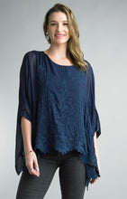 Load image into Gallery viewer, Marisa Navy Embroidered Silk Top
