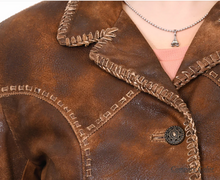 Load image into Gallery viewer, Leather Whip Stitched Jacket