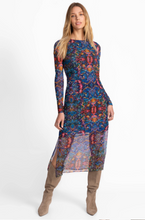 Load image into Gallery viewer, Johnny Was Blue Mesh Midi Dress S