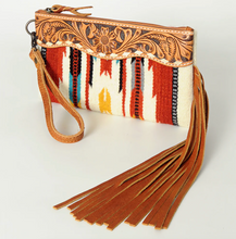 Load image into Gallery viewer, Handmade Leather Fringe Saddle Blanket Wristlet