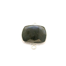 Load image into Gallery viewer, Blue Labradorite Cushion Shape Bezel Connector 2 Loops (12mm, 15mm) - 925 Sterling Silver and Gold Plated Silver Jewelry Link - 1 pcs: Silver Two Loop / 12mm