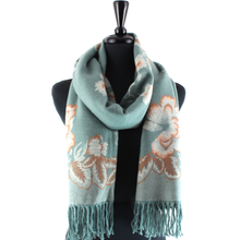 Load image into Gallery viewer, S23277 Tahiti Garden Reversible Scarf: 15 Denim
