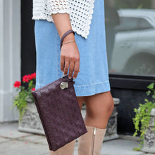 Load image into Gallery viewer, Vegan Woven Crossbody Clutch - Mocha