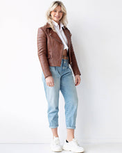 Load image into Gallery viewer, Munroe | Leather Biker Jacket: Cognac / S