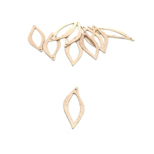 Load image into Gallery viewer, Gold Finish & Silver Plated E-coated Brushed Stylized Leaf Copper Charm 22 Gauge (43 × 14 mm) - 10 pcs: Gold Finish
