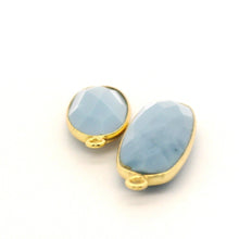 Load image into Gallery viewer, Blue Opal Oval Bezel Pendant One Loop (10 × 24 mm and 13 × 30 mm) Gold Plated over Sterling Silver and Sterling Silver - 1 pcs: Silver One Loop / 10mmX24mm
