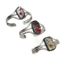 Load image into Gallery viewer, Handcrafted Kashi Semiprecious Stone Cuff - Crazy Lace Agate