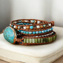 Load image into Gallery viewer, Handmade Twisted Ocean Jasper Wrap Bracelet