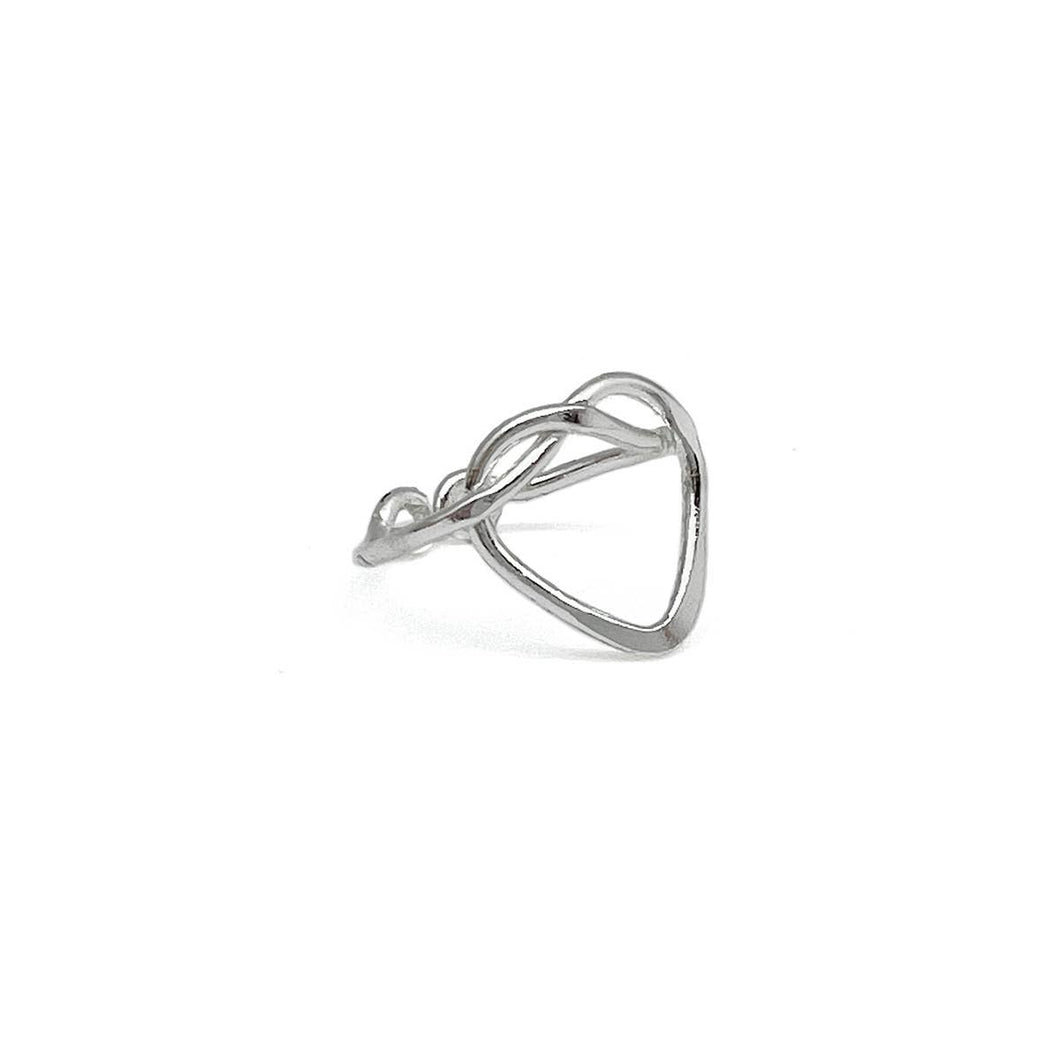 Silver Plated Adjustable Ring - Knotted Heart