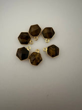 Load image into Gallery viewer, Tiger Eye Hexagon Pendant Bezel – 1 Pc | 9mm | One Loop | Gold Plated or 925 Sterling Silver | Natural Gemstone Jewelry Charm: Silver One loop
