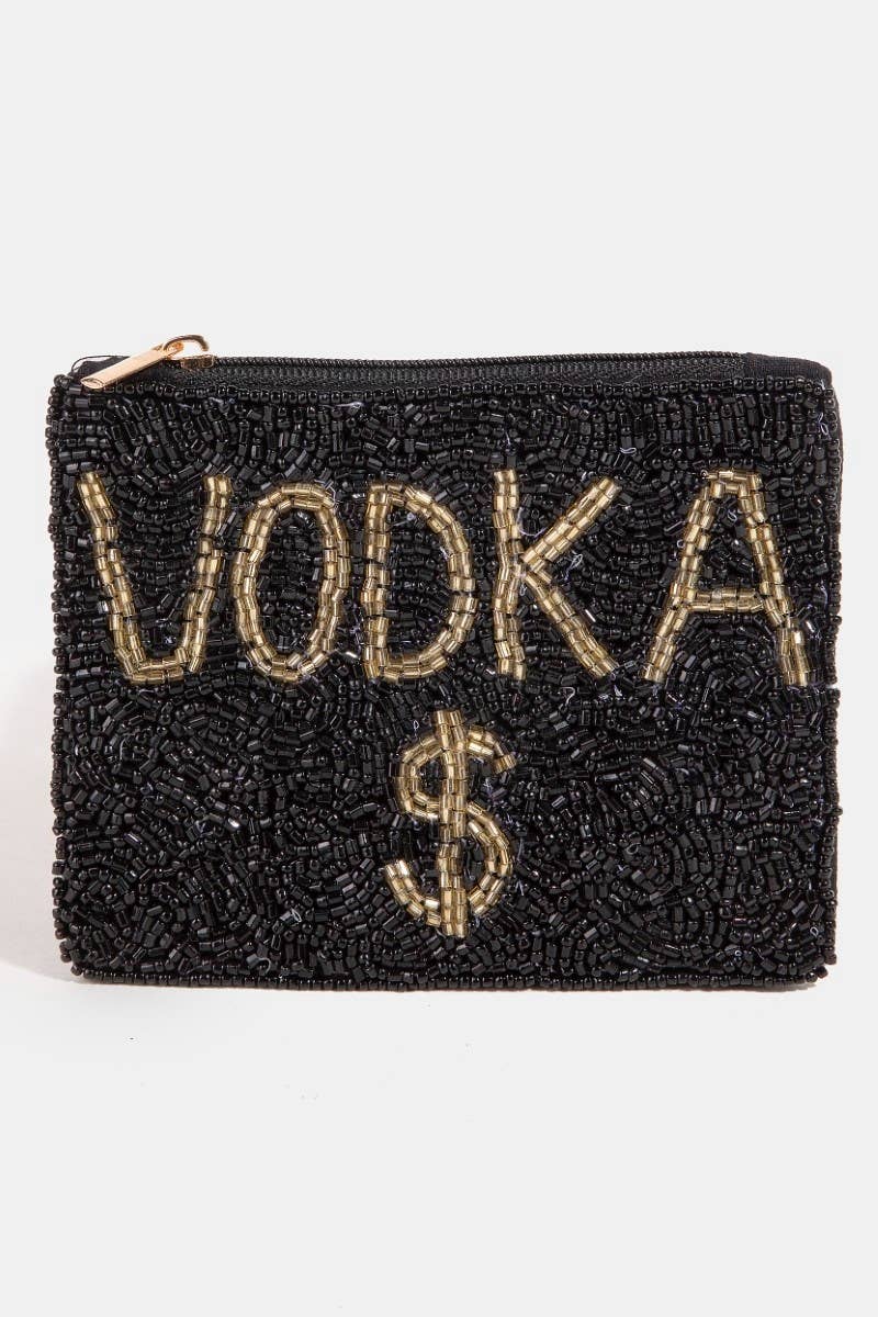 Vodka $ Seed Beaded Coin Purse