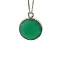 Load image into Gallery viewer, Coin-Shaped Green Onyx Bezel – One Loop, 925 Sterling Silver and Gold Plated Over Silver, 11mm 1 Pcs.: Silver One Loop

