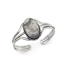 Load image into Gallery viewer, Handcrafted Kashi Semiprecious Stone Cuff - Crazy Lace Agate
