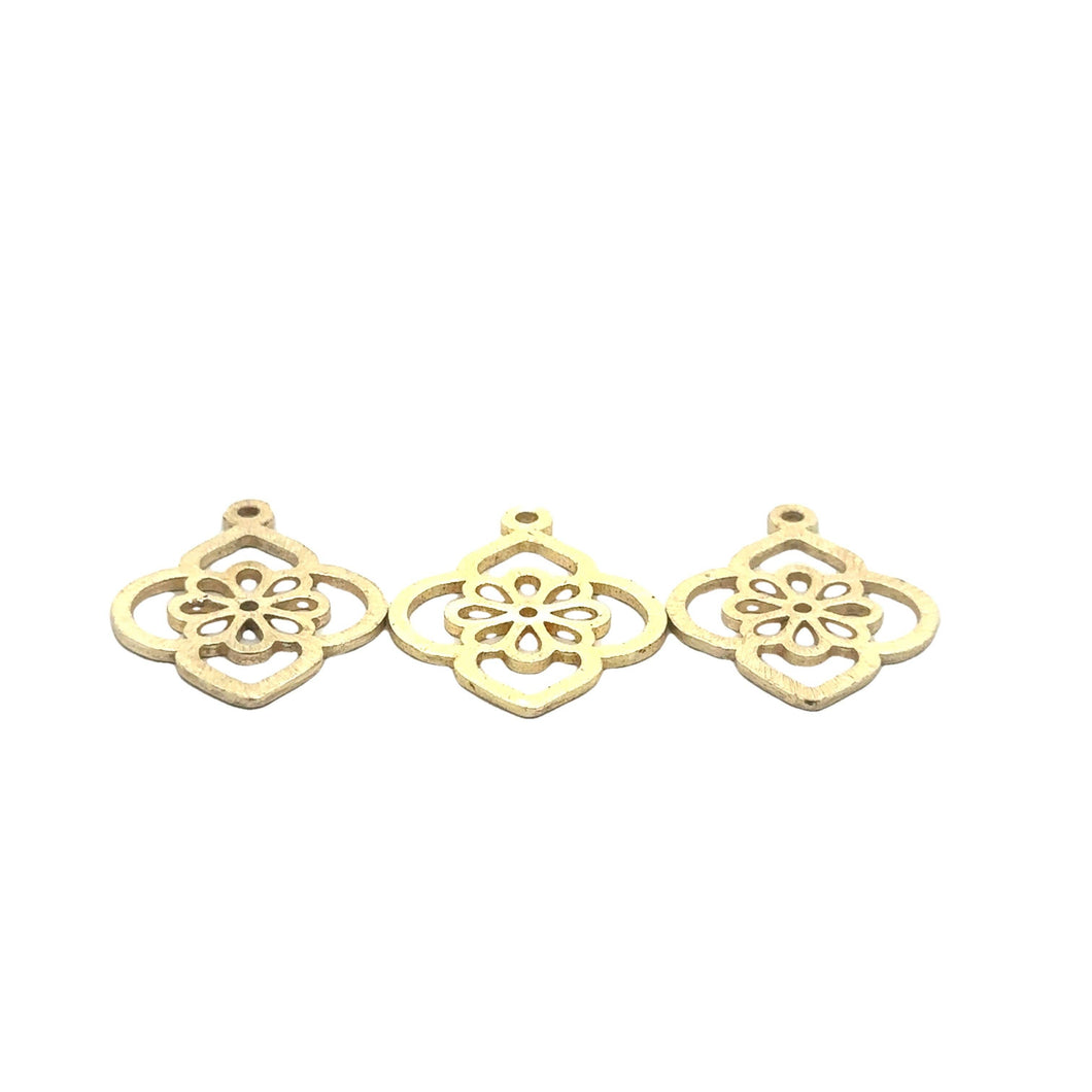 A Pack of 8 Pcs.  Gold Finish,And Silver Plated Charm Pendent E-coated, Brushed Finish, Handmade Finding Size: 