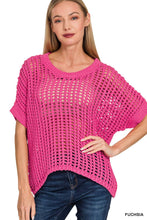 Load image into Gallery viewer, `Fish Net Short Sleeve Crochet Sweater Zenana: ASH MOCHA-188249 / L/XL
