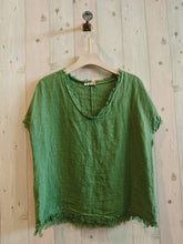 Load image into Gallery viewer, REF 11998 100% LINEN FRINGED BLOUSE.: BLANK
