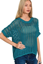 Load image into Gallery viewer, `Fish Net Short Sleeve Crochet Sweater Zenana: ASH MOCHA-188249 / L/XL
