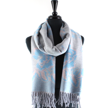 Load image into Gallery viewer, S23277 Tahiti Garden Reversible Scarf: 15 Denim
