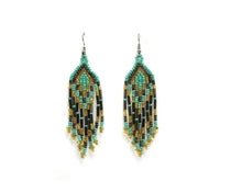 Load image into Gallery viewer, Small Seed Bead Fringe Long Dangle Earrings
