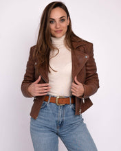 Load image into Gallery viewer, Munroe | Leather Biker Jacket: Cognac / S
