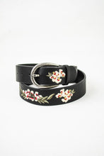 Load image into Gallery viewer, Hibiscus Vegan Embroidered Belt - Black OS
