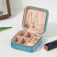 Load image into Gallery viewer, Velvet Travel Jewelry Box - Sky Blue
