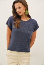 Load image into Gallery viewer, [NEW COLOR] PATCH POCKET DOLMAN CAP SLEEVE BOXY KNIT: CHARCOAL / ML
