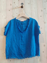 Load image into Gallery viewer, REF 11998 100% LINEN FRINGED BLOUSE.: BLANK
