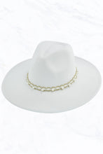 Load image into Gallery viewer, Big Brim Peach Heart Top Jazz Hat with Pearl Belt: Black
