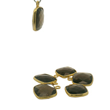 Load image into Gallery viewer, Smoky Quartz Half Moon Pendant – 9x18mm in Sterling Silver or Gold Plated – 1 Pc: Gold One Loop
