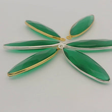 Load image into Gallery viewer, Natural Green Onyx Marquise Bezel One Loop (9 × 36 mm, 9 × 18 mm) - 925 Silver Gold or Gold Plated Over Sterling Silver - 1 pcs: Silver One Loop / 9mmX18mm
