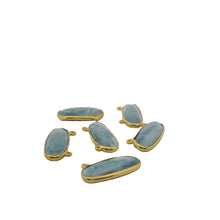 Load image into Gallery viewer, Blue Opal Bezel One Piece a Pack Connector Real Gold Plated And Sterling Silver Blue opal Oval  Shape, Size:10mmX24mm.: Silver Two Loop
