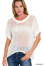 Load image into Gallery viewer, `Fish Net Short Sleeve Crochet Sweater Zenana: BLACK-173771 / L/XL
